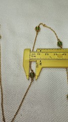 Vintage Crown Trifari Gold Tone Green Spring Ball Chain Station Necklace 29 in