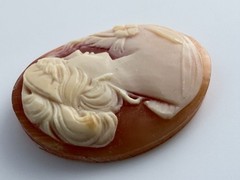 Vintage Loose Hand Carved Shell Cameo Woman w Torch 1 1/8 Inch x 7/8 Inch 5.1g