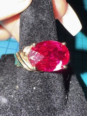 Vintage Ross Simon 925 Gold Tone Oval Cut Lab Created Ruby Ring