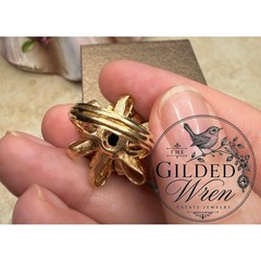 Vintage 14K Gold Hollywood Regency Ribbon Ring | Simulated Emerald 9.28g Sz 6.5