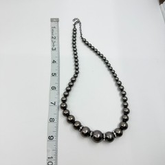 VTG Gunmetal Gray Faux Pearl Graduated Statement Necklace Rhinestone Rondelle