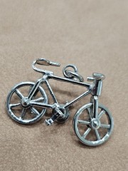 Vintage Silver Tone Charm For Bracelet Jewelry Bicycle Bike Adventure Travel Old