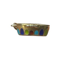 Antique Egyptian Revival Baby Moses Basket Charm with Baby 800 Silver Enamel