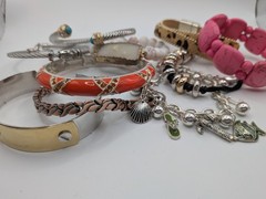 FASHION Bracelets Jewelry Lot Set Of 10 Cuff Stretch Stone Cable Charm Clamper