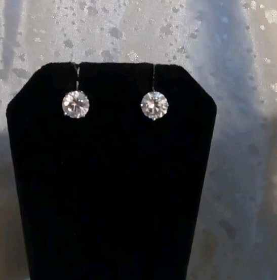 Vintage SU CH CZ (9mm) 925 Sterling Silver Stud Earrings Estate Jewelry