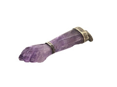 Antique Carved Amethyst FIGA Pendant Prob. 800 Silver Victorian Good Luck