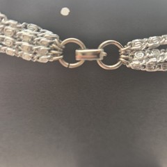 VTG Silver Tone Multi Strand S Link Choker Necklace 15 In
