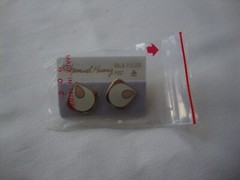 VINTAGE SAMUEL HUANG DESIGNER CLOISONNE RETRO MOD PINK & WHITE STUD EARRINGS