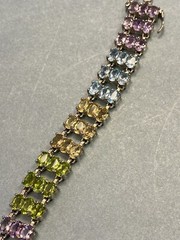 STERLING SILVER BRACELET 7″ AMETHYST CITRINE PERIDOT BLUE TOPAZ GENUINE STONES