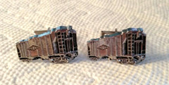 Vintage Silver Tone GSC Co Mercury Pat Pend. Boxcar Train Car Cufflinks Tie Bar