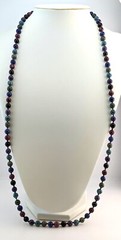 Vintage Beaded Hand Knotted Dyed Stone Necklace 30″ + Long 792