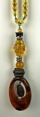 VTG. Giorgio Armani Amber Resin Metal Beaded LONG Pendant Necklace 39″