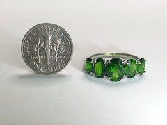 Estate Fine 5cts AFRICAN TSAVORITE / GREEN GARNET Sterling 5 Stone Band Ring