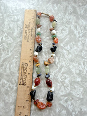 Lot of 2 Vintage Beggars Bead Necklace Polished Stone Multicolor 16 inch Barrel
