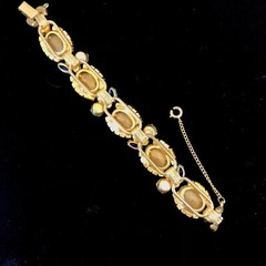Vtg D&E Juliana BOOK PIECE Montana Blue Etched Bracelet & Earring Set