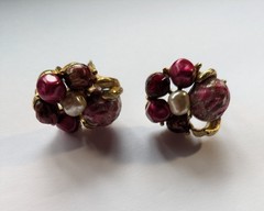 Mode-Art Company Vintage Clip Earrings Gold Tone And Faux Pearl & Signed
