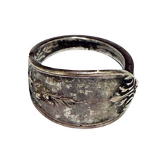 Distressed Metal Ring Wide Band Rustic Patina Unisex Size 6 (Approx)