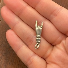 Vintage 925 Sterling Italian Mano Cornuto Sign of Horns Lucky Pendant Charm