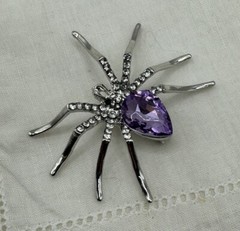 Alloy Purple Spider Rhinestones Brooch Pin Pendant