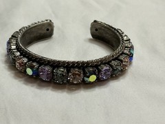 Vintage Sorrelli Cuff Bracelet Multi Color Pastel Swarovski Crystals 7”
