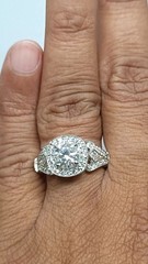 Art Deco Style Round Cut Lab Created Diamond 14k White Gold FN Wedding Ring