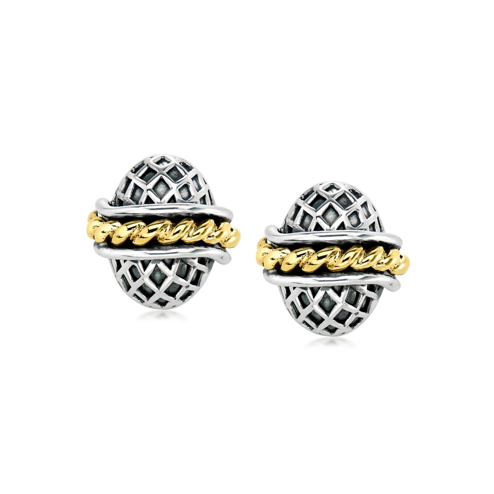 Vintage Sterling Silver and 14kt Yellow Gold Earrings
