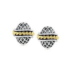 Vintage Sterling Silver and 14kt Yellow Gold Earrings