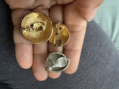 VTG Lot 79 SINGLE Clip-On Gold Tone Earrings Signed Escada Les Bernard Avon