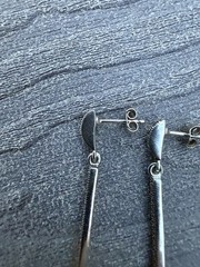Vintage 925 Sterling Silver Thailand Marcasite Bar 45mm Dangle Drop Earrings.
