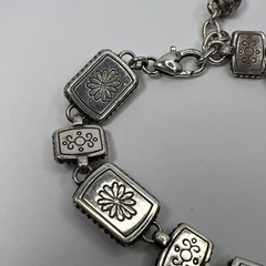 Vintage Brighton Water Lily White Black Flower Retired Silver Bracelet