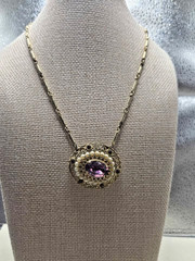 Vintage Coro necklace, Faux amethyst, pearl
