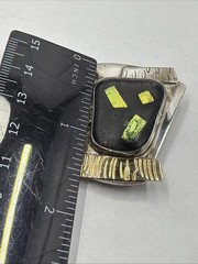Gold 925 Sterling Silver Brooch Pin 18K Gold Sucherman Modern Art Deco Glass