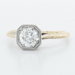 Antique Art Deco 14k Yellow Gold Old Mine Diamond Engagement Ring 0.80ct I-J SI1