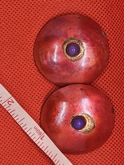Vintage Tulla Boothe Round Copper & Stone Post Earrings