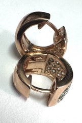 Vintage PAJ CZ China Rose Gold Tone Pave CZ Huggie Hoop Earrings