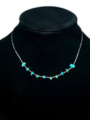 Vintage Liquid Silver Sterling Turquoise Chunk Beaded Southwestern Necklace