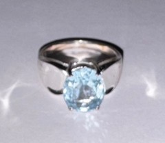 Enchanting London Blue Topaz Oval Solitaire Size 7 Vtg Estate Sterling Silver
