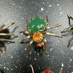Vintage Spider Brooch Pin Red Pink Orange Blue Green Plastic Faux Pearl Set 12