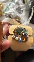 Vintage Huge Juliana? Clamper Cuff Prong Set Stones Bracelet 3” Wide Estate