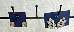 Vintage Mid-Century Aurora Borealis Earring Lot – Set of 2 Pairs: 1 Clip, 1 Stud