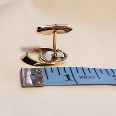 Vintage Art Deco Gold Tone Oval Mother of Pearl Cufflinks Bullet Back