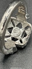 Vintage Art Deco Style Sterling Silver Designer Marked Inset Crystal Ring Size 9