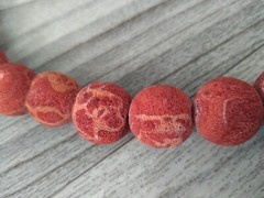 Antique Victorian Red Coral Beaded Necklace 5.3 oz 26 In Silver Heart Clasp