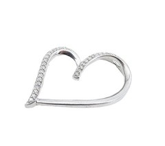 925 Sterling Silver Sparkling Topaz Open Love Heart Slide Pendant PT6164
