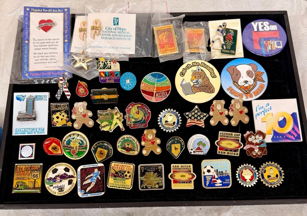 Vintage Pin Lot Sports San Diego Olympic Soccer Advertising