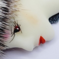 Art Deco Woman with Fancy Hat Resin Lady Face Hand Painted Vintage Brooch Pin
