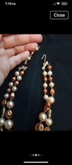 Vintage Double Layer Vintage Cream & Champagne Color Necklace
