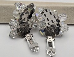Vintage 1950s Aurora Borealis Crystal Cluster Clip-On Earrings