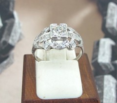 .45 ctw Diamonds Platinum Antique Ring Size 5