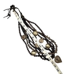 VTG Multi-Strand Ethnic Tribal Boho Beaded Necklace with Silver-Tone Medallions